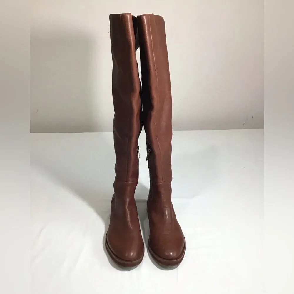 Gianni Bini Brown Leather Over The Knee-High Riding Boots Size 10